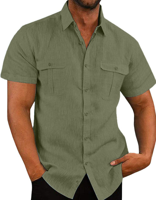 Load image into Gallery viewer, Men's Plus Size Collared Neck Short Sleeve Shirt
