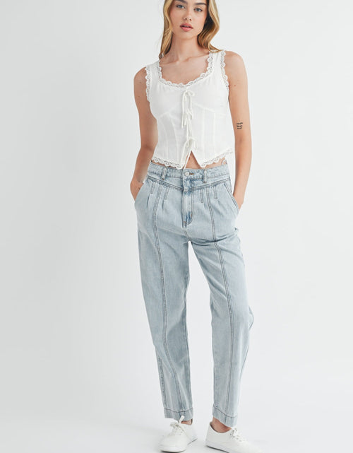 Load image into Gallery viewer, MABLE Pleated Front Detail Straight Jeans
