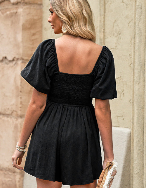 Load image into Gallery viewer, Square Neck Pleated Romper with Pockets
