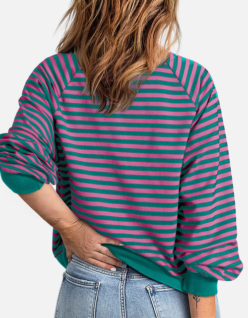 Load image into Gallery viewer, Striped Zip Up Long Sleeve Sweatshirt
