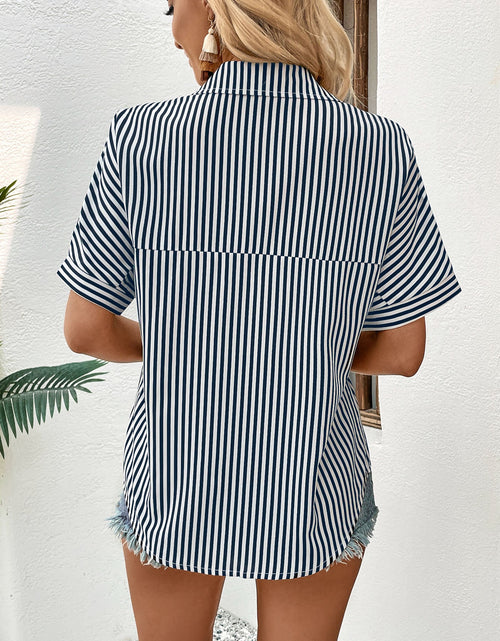 Load image into Gallery viewer, Perfee Lapel Collar Short Sleeve Blouse
