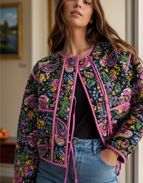 Load image into Gallery viewer, Tied Printed Long Sleeve Jacket
