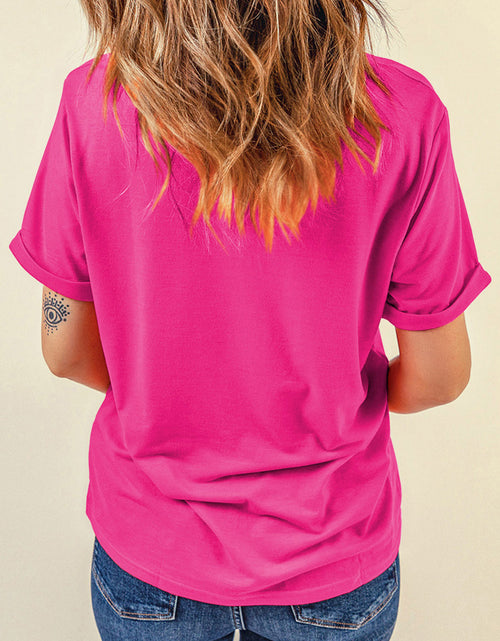 Load image into Gallery viewer, Sequin Bow Round Neck Short Sleeve T-Shirt
