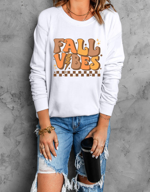 Load image into Gallery viewer, Letter Graphic Round Neck Long Sleeve Sweatshirt
