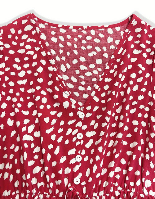 Load image into Gallery viewer, Printed V-Neck Short Sleeve Mini Dress
