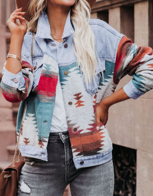 Load image into Gallery viewer, Geometric Button Up Long Sleeve Jacket
