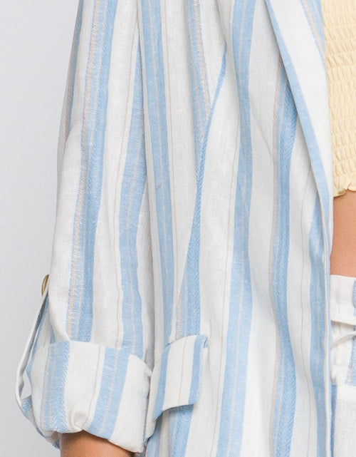 Load image into Gallery viewer, Love Tree Linen Woven Striped Blazer

