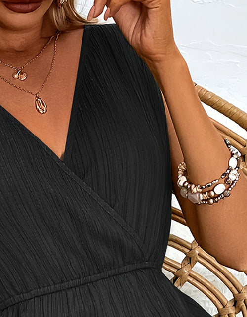 Load image into Gallery viewer, Textured Surplice Sleeveless Romper

