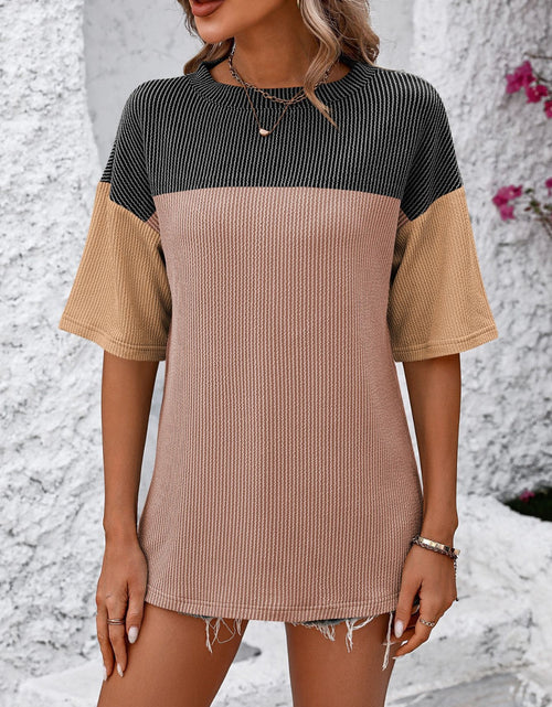 Load image into Gallery viewer, Mandy Color Block Round Neck Half Sleeve T-Shirt
