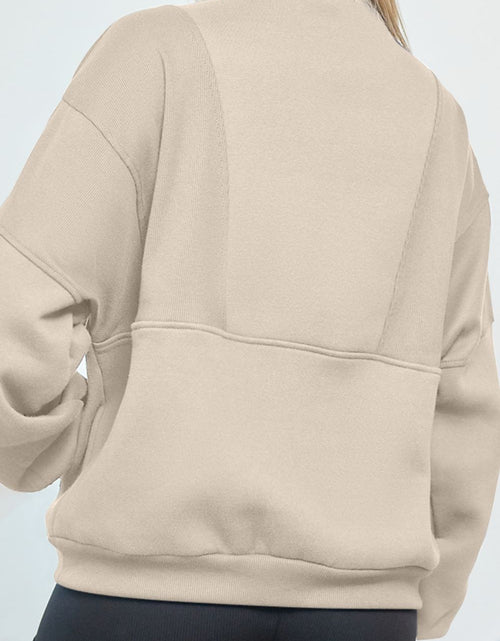 Load image into Gallery viewer, Half Zip Drop Shoulder Long Sleeve Sweatshirt
