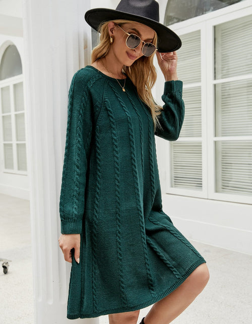 Load image into Gallery viewer, Cable-Knit Long Sleeve Sweater Dress
