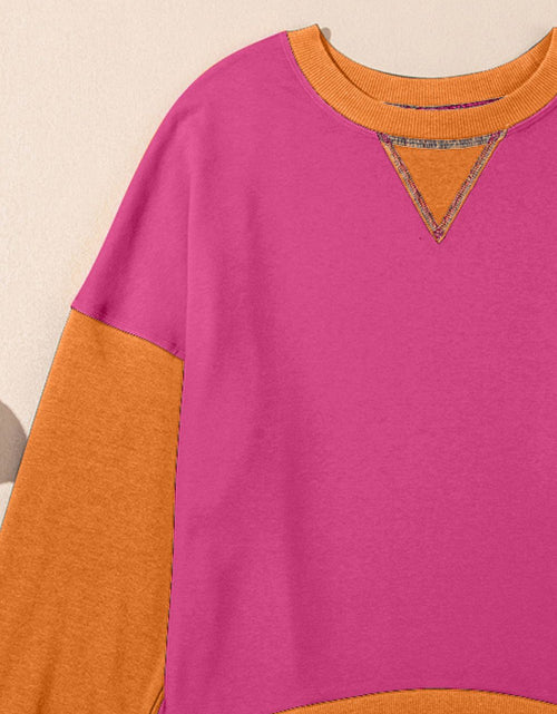 Load image into Gallery viewer, Contrast Round Neck Long Sleeve Sweatshirt
