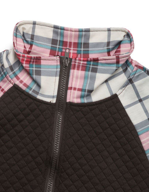 Load image into Gallery viewer, Perfee Plaid Half Zip Long Sleeve Sweatshirt
