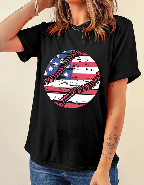 Load image into Gallery viewer, US Flag Round Neck Short Sleeve T-Shirt
