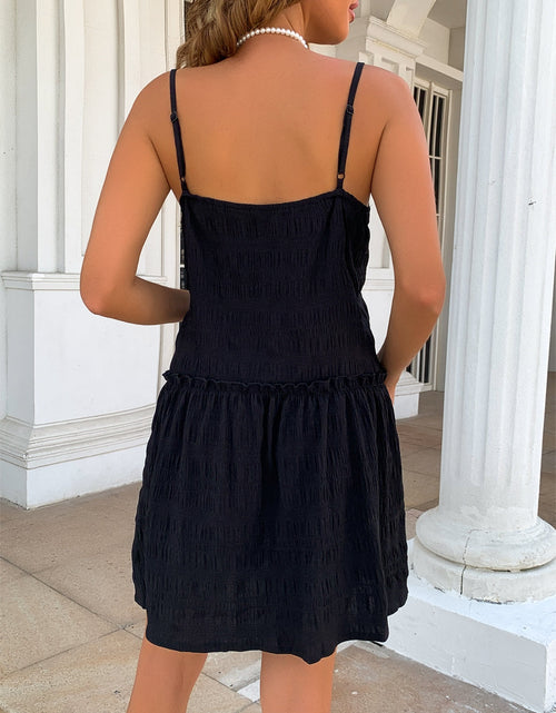 Load image into Gallery viewer, Ruffle Hem Textured V-Neck Cami Dress
