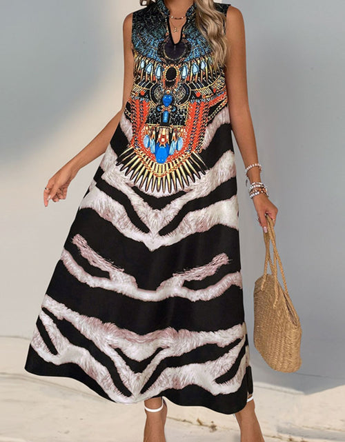 Load image into Gallery viewer, Perfee Printed Notched Sleeveless Dress
