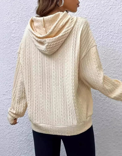 Load image into Gallery viewer, Drawstring Texture Long Sleeve Hoodie
