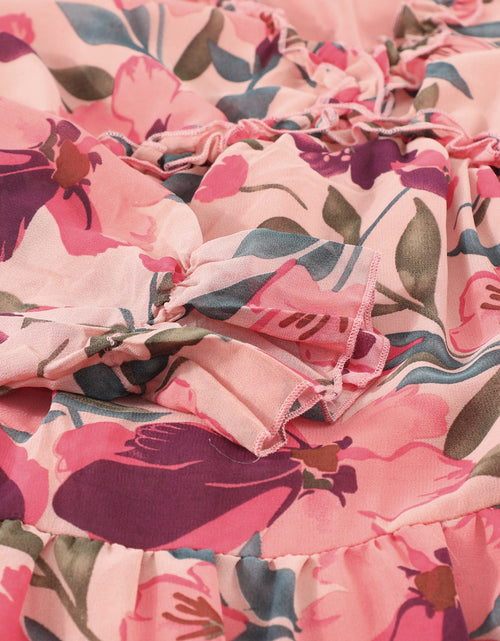 Load image into Gallery viewer, Floral Frill Trim Flounce Sleeve Plunge Maxi Dress
