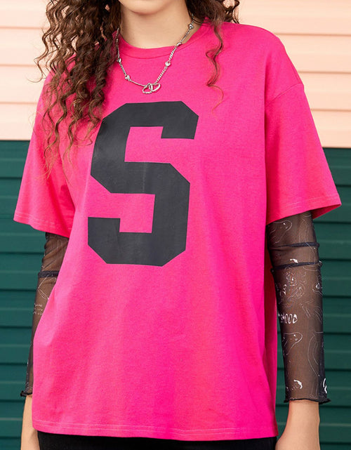 Load image into Gallery viewer, Letter Graphic Round Neck Half Sleeve T-Shirt
