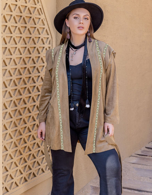 Load image into Gallery viewer, Plus Size Long Sleeve Tie Waist Cardigan
