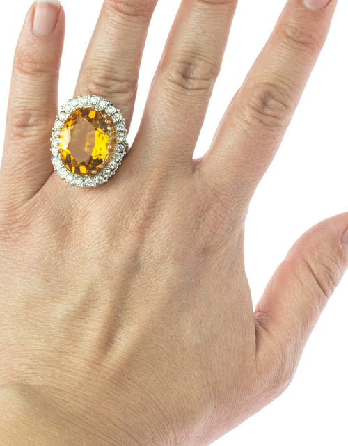 Load image into Gallery viewer, Vintage Women's Statement Crystal Cocktail Ring 18k Gold Electroplated by PVD Vintage Jewelry
