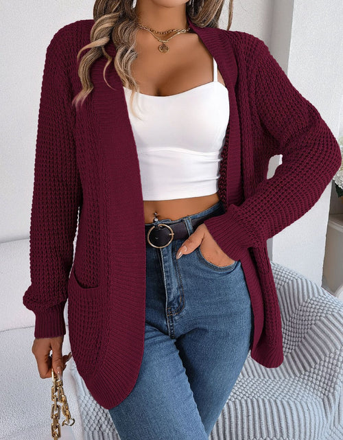 Load image into Gallery viewer, Open Front Long Sleeve Cardigan with Pockets
