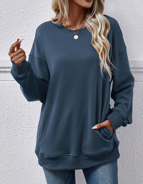 Load image into Gallery viewer, Dropped Shoulder Sweatshirt with Pockets
