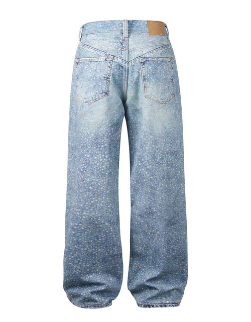 Load image into Gallery viewer, Men's Washed Rhinestone Print Jeans
