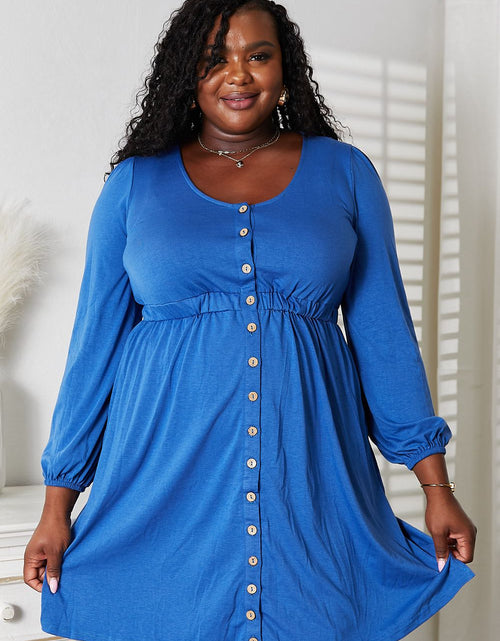 Load image into Gallery viewer, Double Take Scoop Neck Empire Waist Long Sleeve Magic Dress
