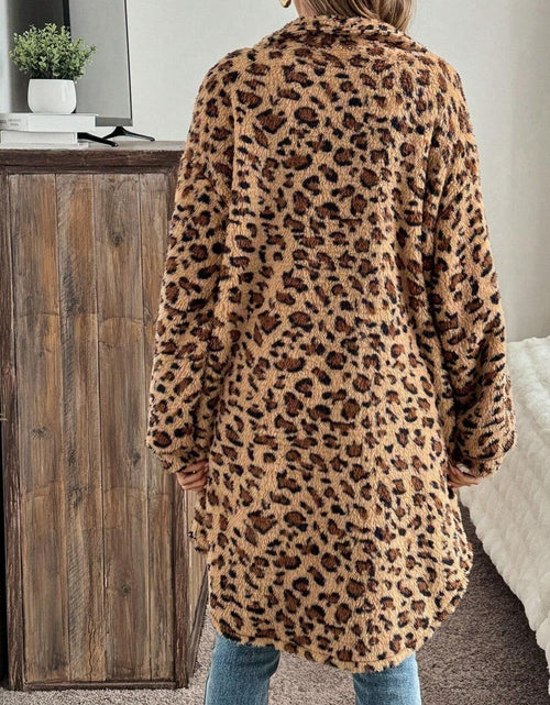 Load image into Gallery viewer, Leopard Button Up Long Sleeve Fuzzy Coat
