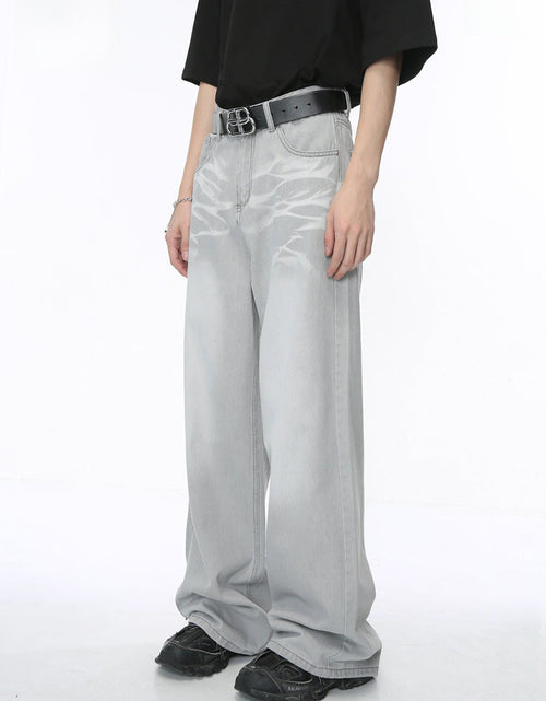 Load image into Gallery viewer, Washed Cat Whisker Straight-Leg Jeans
