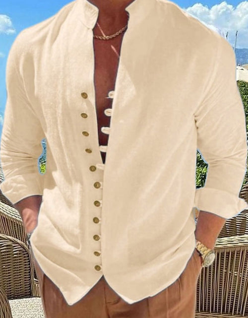 Load image into Gallery viewer, Men's Full Size Button Front Long Sleeve Shirt Plus Size
