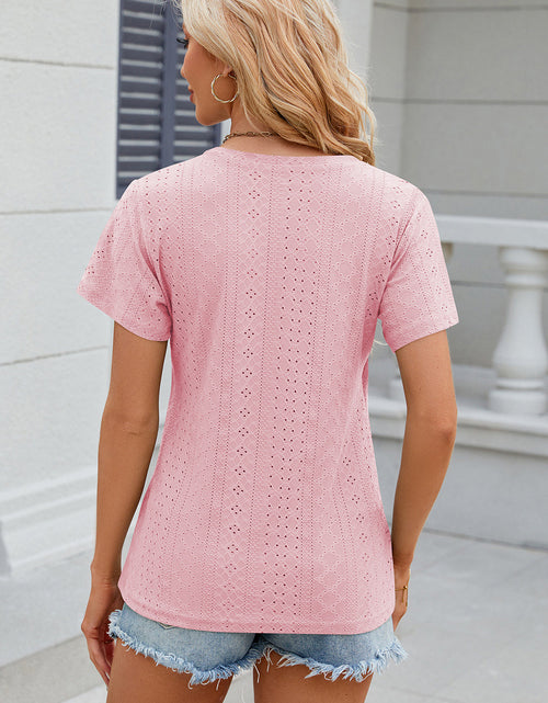 Load image into Gallery viewer, Eyelet Surplice Short Sleeve T-Shirt

