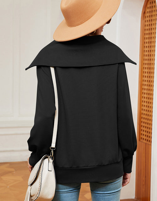 Load image into Gallery viewer, Half Zip Lantern Sleeve Sweatshirt

