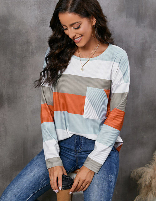 Load image into Gallery viewer, Wide Stripe Top with Pocket
