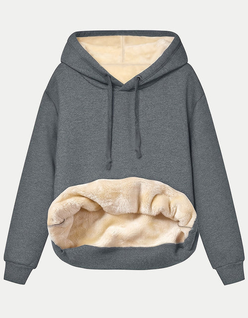 Load image into Gallery viewer, Drawstring Long Sleeve Hoodie with Kangaroo Pocket
