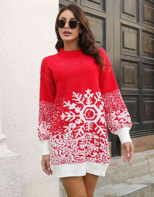 Load image into Gallery viewer, Snowflake Pattern Sweater Dress
