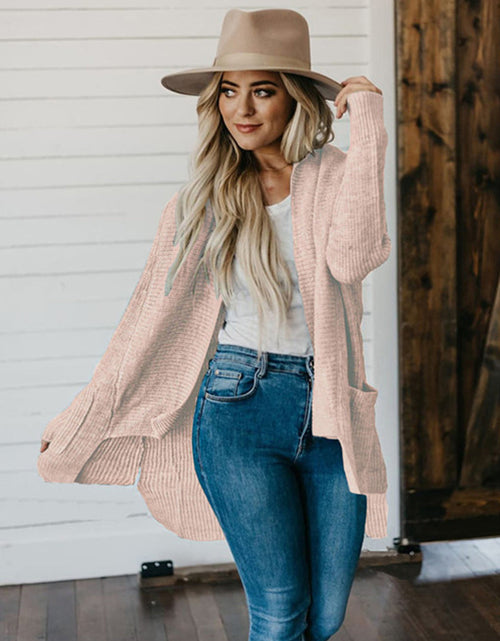 Load image into Gallery viewer, High-Low Open Front Cardigan with Pockets
