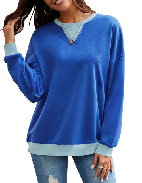 Load image into Gallery viewer, Lovelet Contrast Round Neck Long Sleeve Sweatshirt
