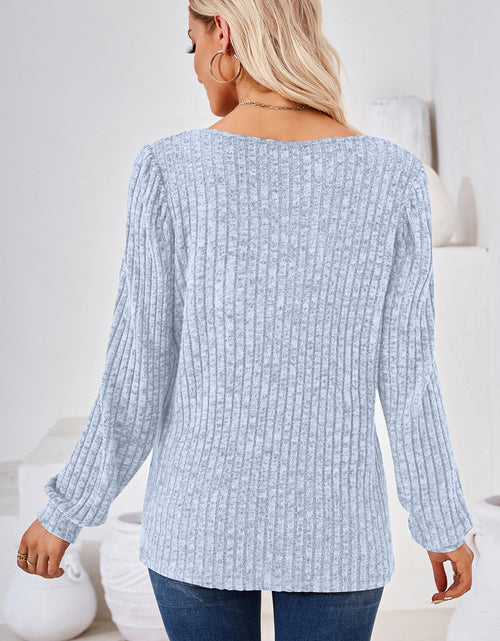 Load image into Gallery viewer, Ribbed Square Neck Long Sleeve T-Shirt
