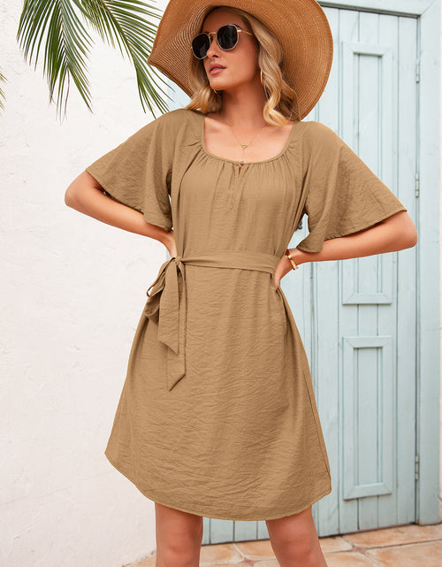 Load image into Gallery viewer, Ivy Lane Tie Waist Flutter Sleeve Mini Dress
