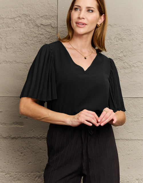 Load image into Gallery viewer, Perfee V-Neck Flutter Sleeve Blouse
