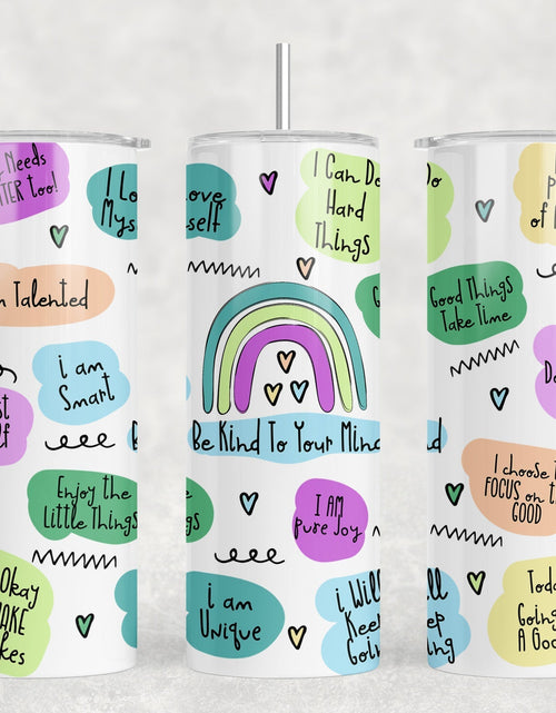 Load image into Gallery viewer, Be Kind To Your Mind|Skinny Tumbler|Optional Bluetooth Speaker| Speaker Color Varies by Rowdy Ridge Co
