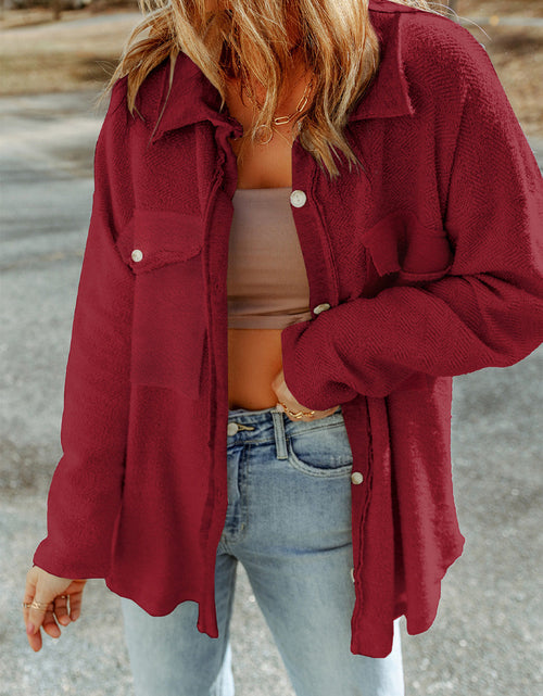 Load image into Gallery viewer, Pocketed Button Up Droppped Shoulder Jacket
