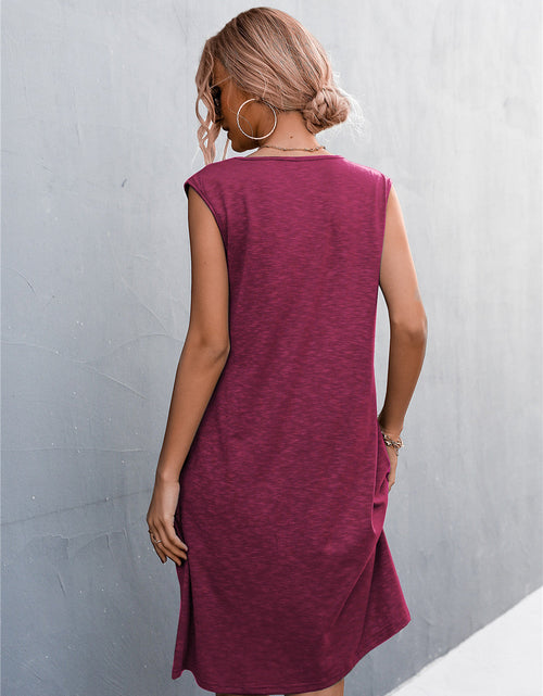 Load image into Gallery viewer, V-Neck Frill Trim Sleeveless Dress
