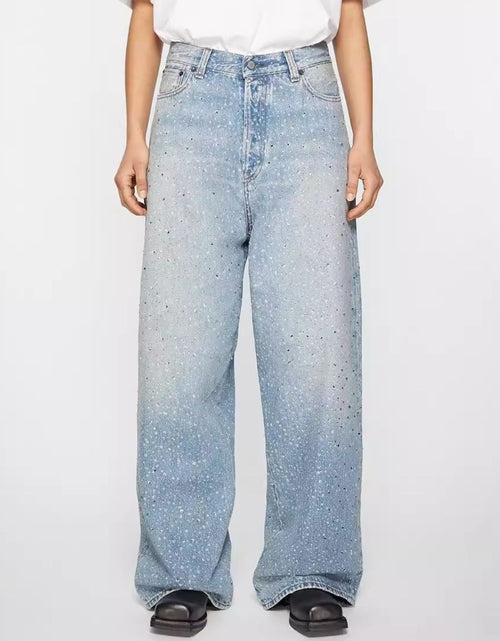 Load image into Gallery viewer, Men's Washed Rhinestone Print Jeans
