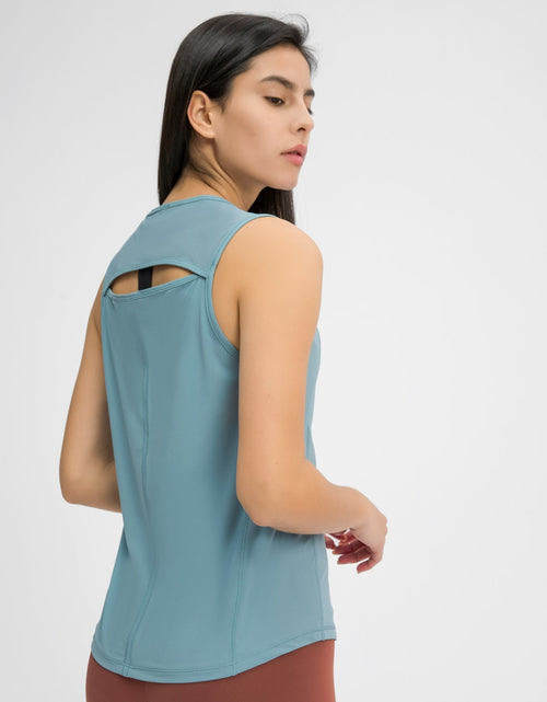 Load image into Gallery viewer, Millennia Cutout Back Round Neck Active Tank
