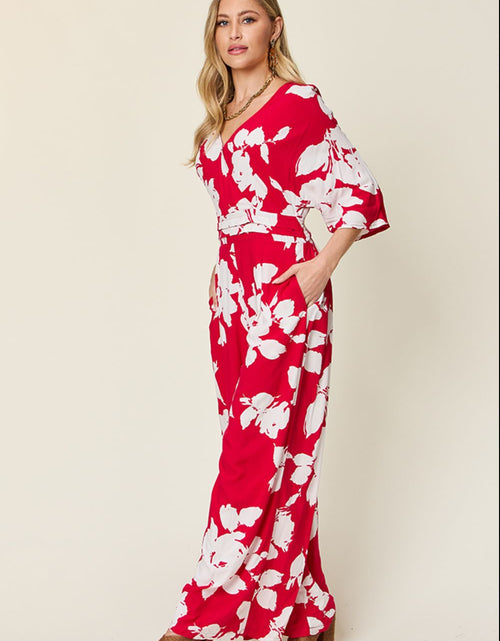 Load image into Gallery viewer, Double Take Full Size Printed Tie Back Wide Leg Jumpsuit
