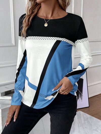 Load image into Gallery viewer, Contrast Round Neck Long Sleeve T-Shirt
