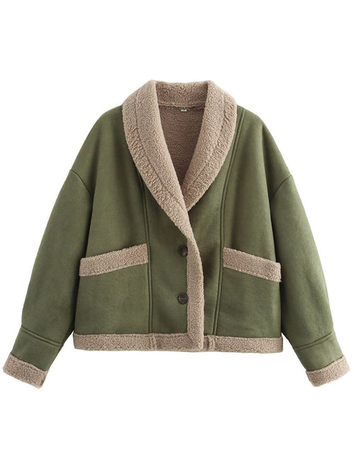 Load image into Gallery viewer, Fuzzy Collared Neck Long Sleeve Jacket
